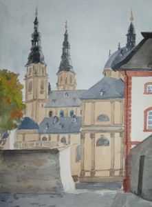 Fulda Dom von Seitenstraße Michaelskirche Hinterburg gesehen 