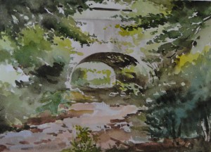 Brücke über den Bausbach  Zwischen Waldrach und Riveris  26 x 36 cm