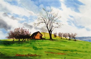 Landschaft im Frühling Größe 38 x 56 cm