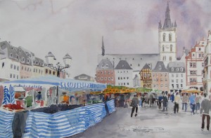 Trier Hauptmarkt Markttag Größe 38 x 56 cm