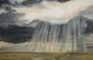 Nordsee Friesland  die Sonne bricht durch  Größe 38 x 56 cm